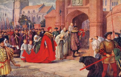 Kardinal Wolsey betritt möglicherweise den Hampton Court Palace, 1917 von Unbekannt