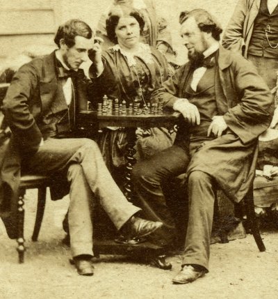 Schach und Karten, um 1850er Jahre von Unbekannt