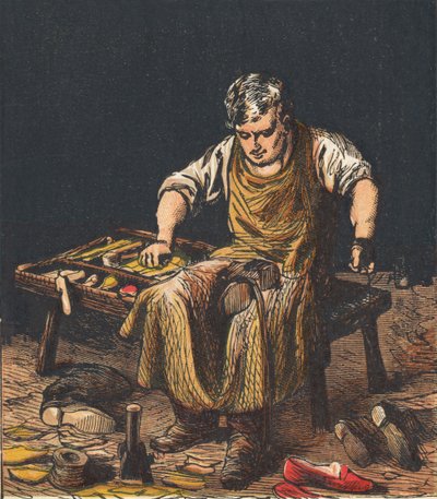 Schuster repariert Stiefel, 1867 von Unbekannt
