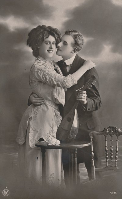 Paar mit Mandoline, ca. 1910 von Unbekannt