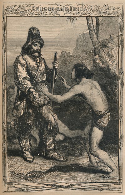 Crusoe und Freitag, ca. 1870 von Unbekannt