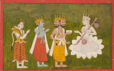 Devi verehrt von Brahma, Vishnu und Shiva, um 1710 von Unbekannt