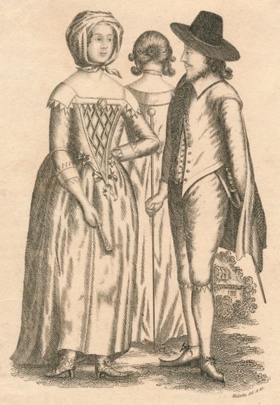 Kleidung zur Zeit von Charles I. und Interregnum, 1810 von Unbekannt