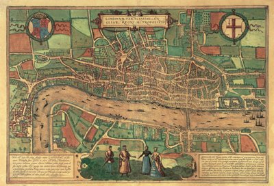 Älteste gedruckte Karte von London, 1574 von Unbekannt