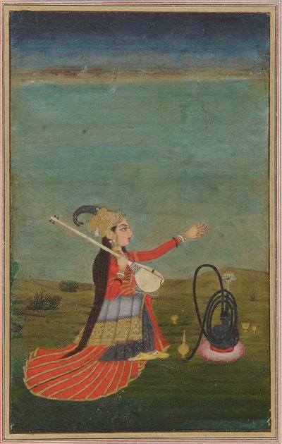 Weibliche Darstellerin mit Tanpura, 18. Jahrhundert von Unbekannt
