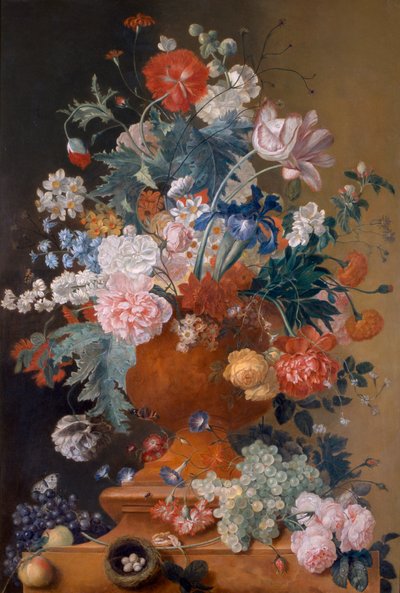 Blumen in einer Terrakottavase, 18. Jahrhundert von Unbekannt