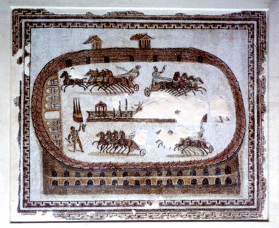 Spiele, römisches Mosaik aus Karthago, 2. Jahrhundert n. Chr. von Unbekannt