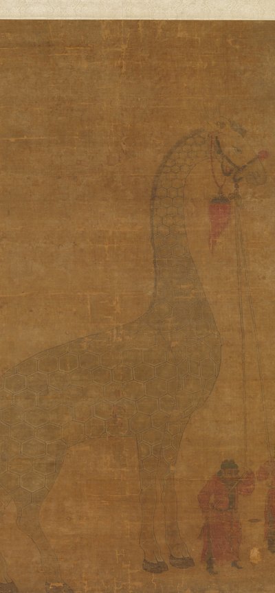 Giraffe mit zwei Wärtern von Unbekannt