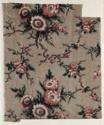 Glasierter Chintz-Fragment, ca. 1840 von Unbekannt