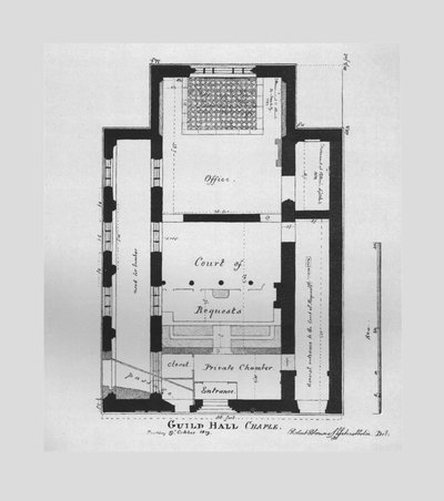 Grundriss der Guildhall-Kapelle 1815, 1866 von Unbekannt