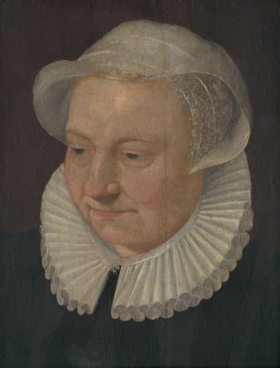 Kopf einer alten Frau in einer Haube von Unbekannt