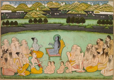 Hindu-Gott Krishna spricht mit Ältesten, ca. 1800 von Unbekannt