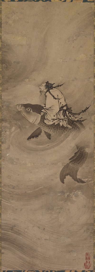 Unsterblicher auf einem Karpfen reitend, ca. 1600 von Unbekannt