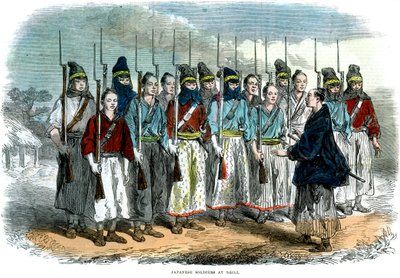 Japanische Soldaten beim Drill, 1864 von Unbekannt