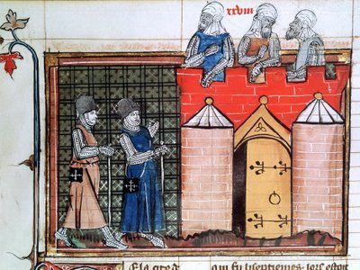 Tempelritter vor Jerusalem, um 1099, 14. Jahrhundert von Unbekannt