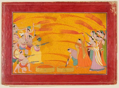 Krishna feiert Holi, ca. 1770 von Unbekannt