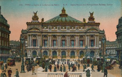 Die Oper und U-Bahn-Station, Paris, um 1920 von Unbekannt