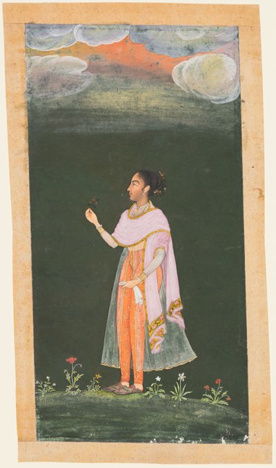Dame mit einer Blume, ca. 1670er-80er von Unbekannt