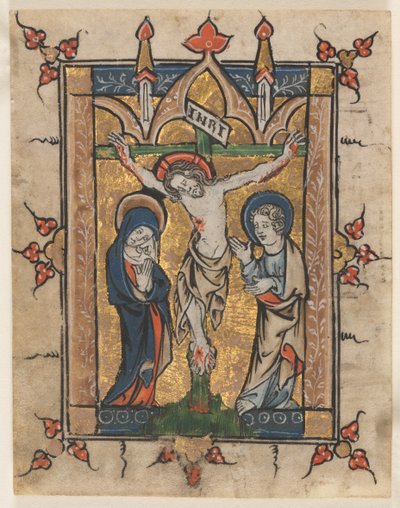 Blatt aus einem Psalter: Die Kreuzigung, ca. 1300-1330 von Unbekannt