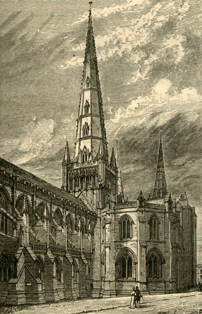 Außenansicht der Kathedrale von Lichfield, 1898 von Unbekannt