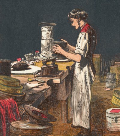 Seidenhüte herstellen, 1867 von Unbekannt