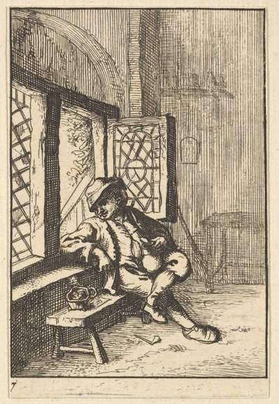 Mann, der am Fenster sitzt, Kopie, 1610-85 von Unbekannt