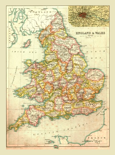 Karte von England und Wales, 1902 von Unbekannt