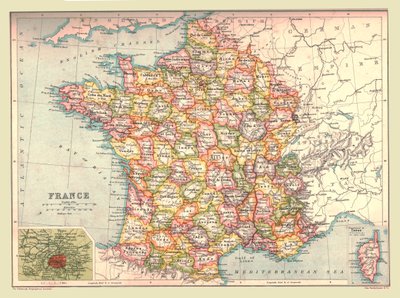 Karte von Frankreich, 1902 von Unbekannt