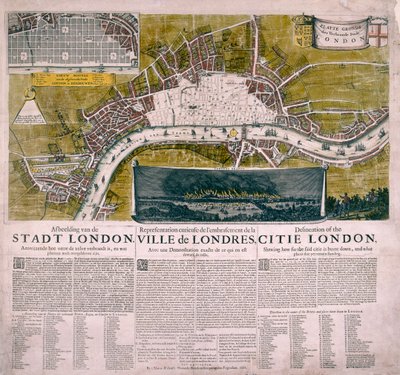 Karte von London, 1666 von Unbekannt