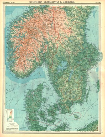 Karte von Südskandinavien und Dänemark von Unbekannt
