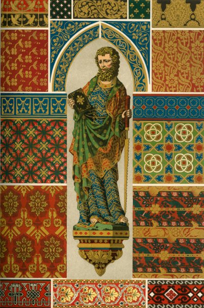 Mittelalterliche Weberei, Stickerei, Emaille und bemalte Skulptur, 1898 von Unbekannt