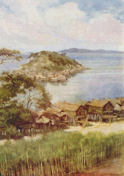 Melanesisches Dorf, 1924 von Unbekannt