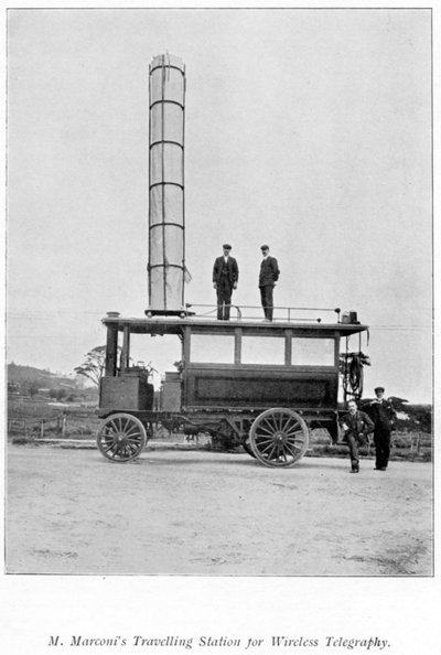 Mobile Funkstation von Marconi, 1900 von Unbekannt