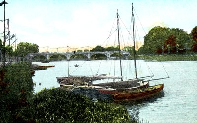 Neue Schleuse und Brücke, Richmond, London, 20. Jahrhundert von Unbekannt