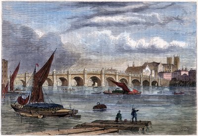 Alte Westminster-Brücke im Jahr 1754 von Unbekannt
