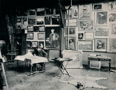 P. Roll in seinem Atelier, ca. 1897 von Unbekannt