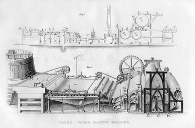 Papiermaschine, 1866 von Unbekannt