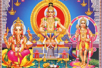 Bild der hinduistischen Götter Ganesh, Ayappa & Subramania, Indien von Unbekannt