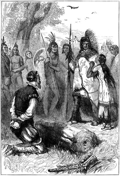 Pocahontas rettet Captain Smiths Leben, 1607 um 1880 von Unbekannt