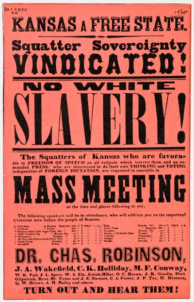 Plakat gegen Sklaverei in Kansas, 19. Jahrhundert von Unbekannt
