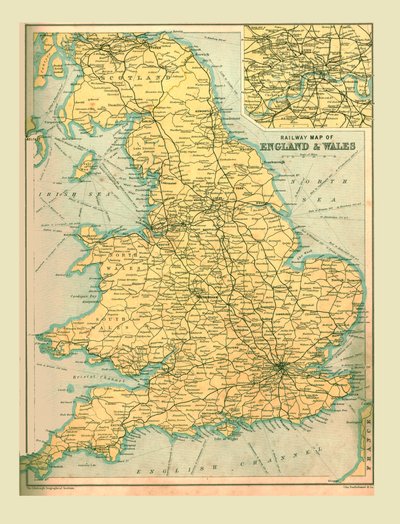 Eisenbahnkarte von England und Wales, 1902 von Unbekannt