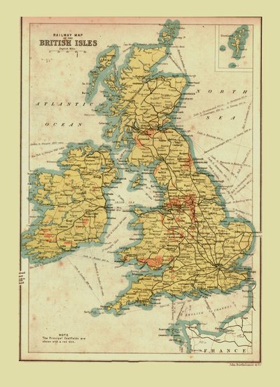 Eisenbahnkarte der Britischen Inseln, 1902 von Unbekannt