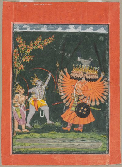 Rama und Laksmana kämpfen gegen Ravana, um 1750 von Unbekannt