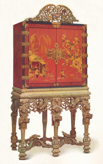 Rot- und Goldlackschrank, c1695, 1936 von Unbekannt