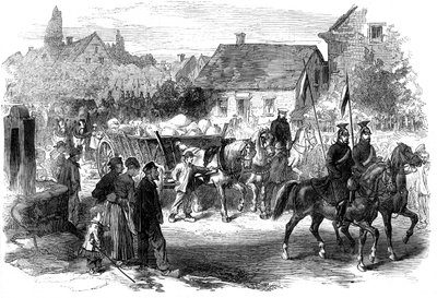 Russische Lanzenreiter bringen Vorräte, 1870 von Unbekannt