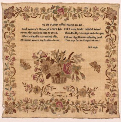 Stickmustertuch, 1800er von Unbekannt