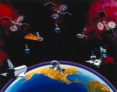 Satelliten, Kommunikation, USA TDRSS-Konstellation und Bodenstation von Unbekannt
