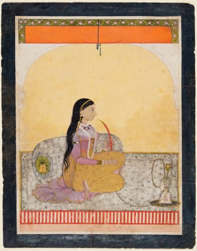 Sitzende Dame raucht eine Wasserpfeife, ca. 1780 von Unbekannt