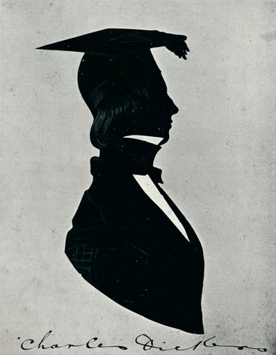 Silhouettenporträt von Charles Dickens, um 1840er Jahre, 1910 von Unbekannt