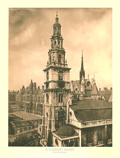 St Clement Danes, Der Kirchturm, Mitte bis Ende des 19. Jahrhunderts von Unbekannt